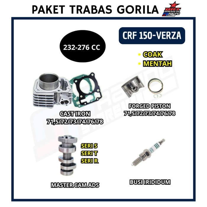 BRT Paket Trabas Gorila 2 Honda CRF 150 Blok Piston 250cc - 300cc