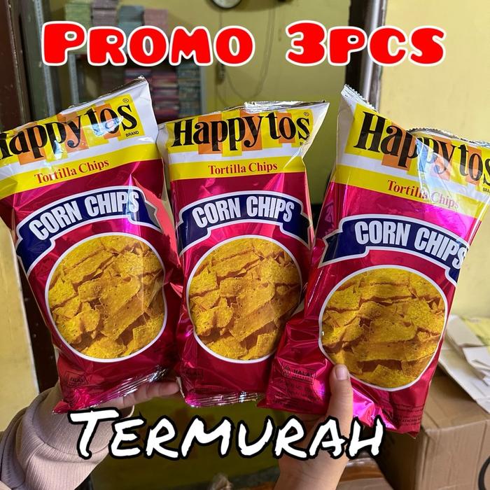 

Promo 3pcs HAPPY TOS MERAH - HAPPY TOS CORN CHIPS MERAH/HIJAU 140GR EXP 2025 Snack Cemilan Keripik