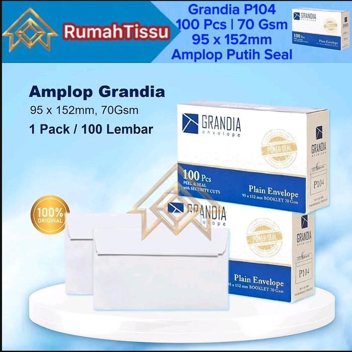 

New Amplop Grandia 104 Putih Polos Isi 100 Lembar 95 x 152mm 70 Gsm Seal Murah