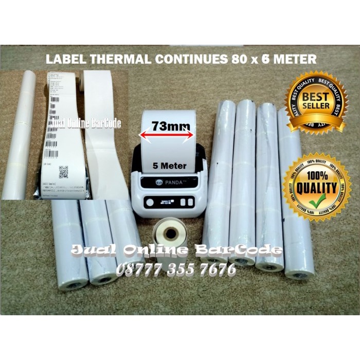 

New KERTAS THERMAL STIKER / LABEL 80mm X 6Meter -LABEL CONTINUOUS - TEMPEL