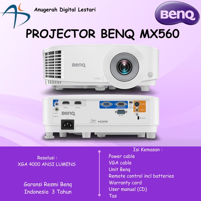 Proyektor Benq MX560 4000 Ansi Lumens