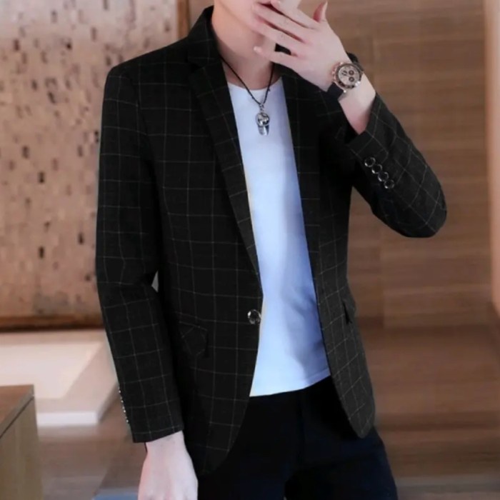 Ready Blazer Jas Pria Tartan Kotak Kotak Casual Model Slim Fit Terbaru Best Quality