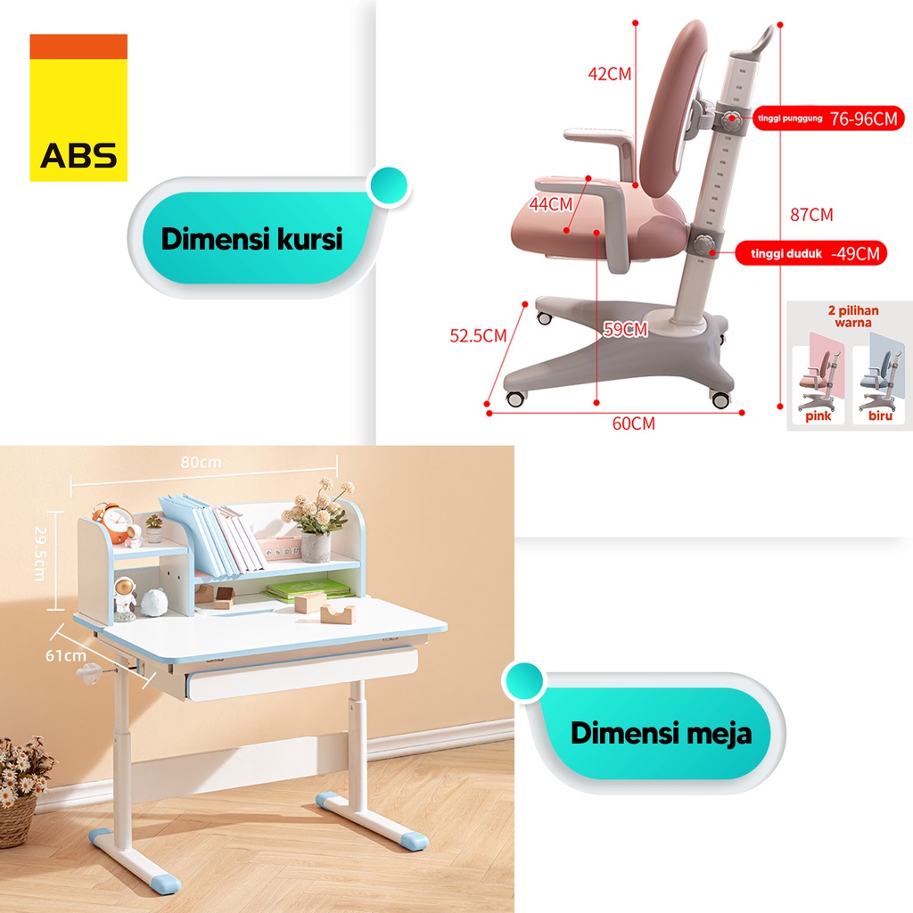 ID ABS MEJA KURSI BELAJAR ANAK MEJA SEKOLAH MEJA TULIS MEJA BELAJAR ANAK PORTABLE