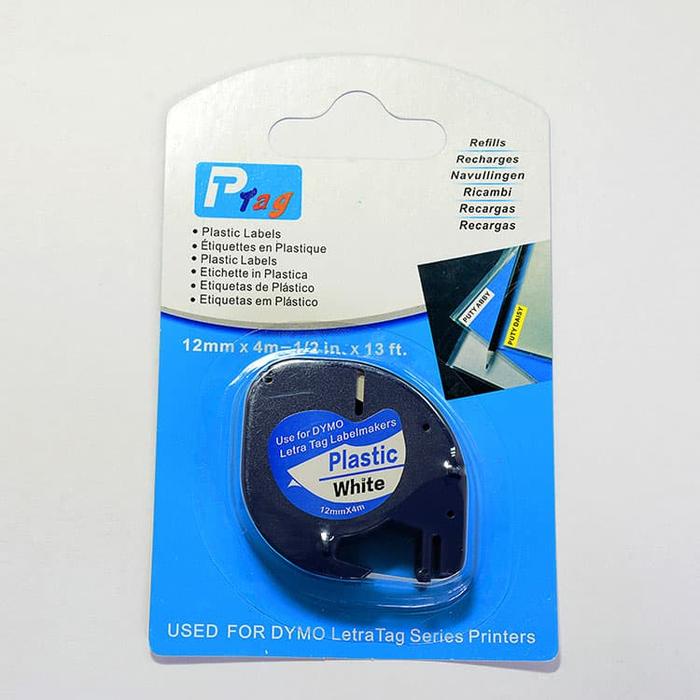

DYMO LETRATAG LABEL TAPE WHITE PLASTIC 12MM