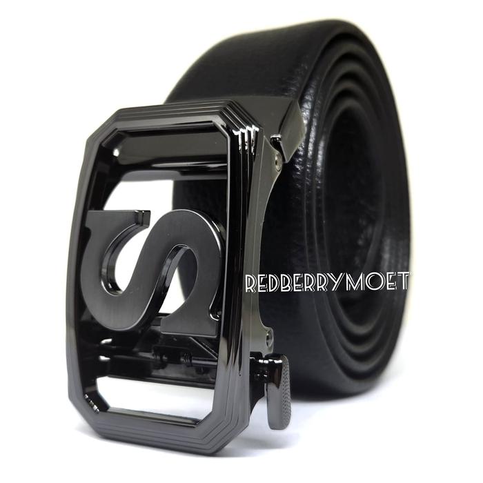 GESPER IKAT PINGGANG PRIA HURUF S BLACK