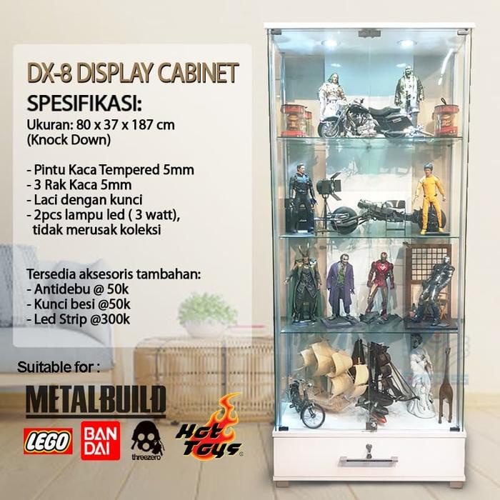 LEMARI HIAS KACA 3 RAK DISPLAY HOT TOYS ETALASE KRISTAL PAJANG TAS HT