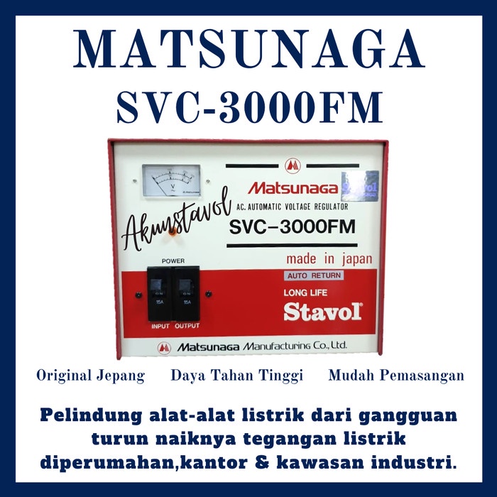 Ready Stavolt Matsunaga JAPAN SVC-3000FM - Stabilizer Listrik 3000watt