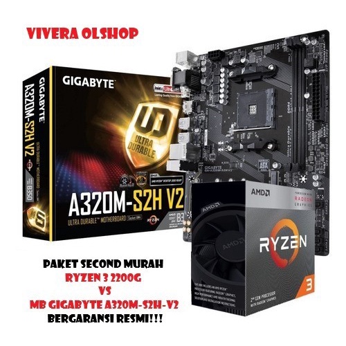 Ready PAKET PROC AMD RYZEN 3 2200G + MB GIGABYTE A320M S2H V2 (second)