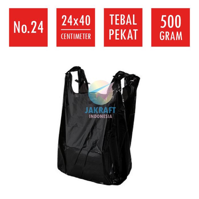 New (500 Gram) Kantong Tas Plastik Tebal No. 17 / 24 / 28 / 35 / 40 Kresek HDPE Hitam Black Seperti