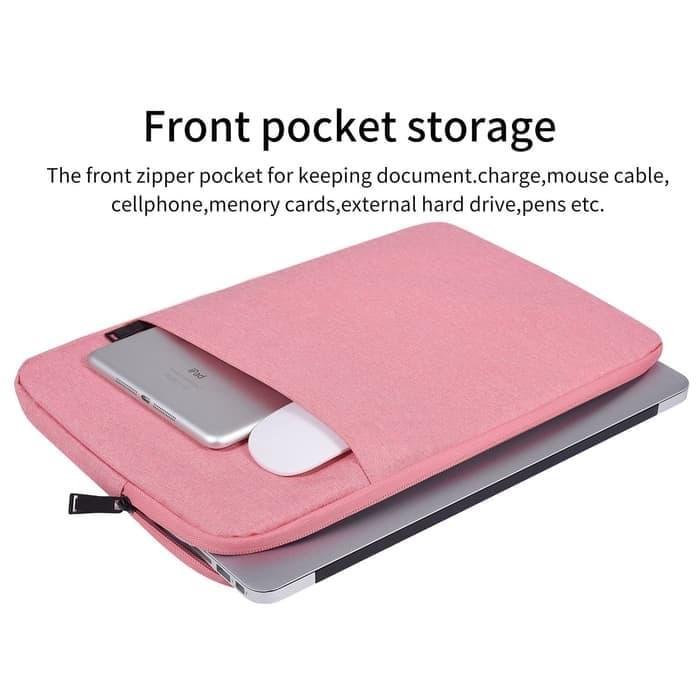 STOK TERBATAS Tas Laptop / Softcase Nylon 13 inch Sleeve Case- pink- dark blue JJ230