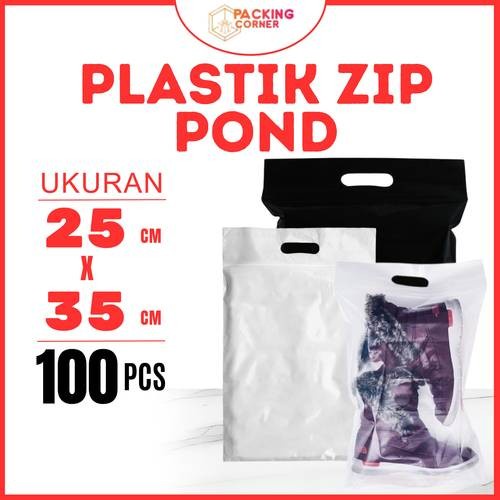 Plastik Klip Plong Pond Zip Ziplock Laundry Hitam Putih Bening 25x35