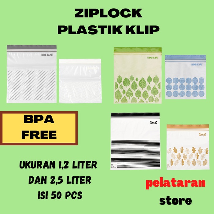 Ziplock Plastik Klip Penyimpanan Makanan Reusable BPA Free 50 Pcs