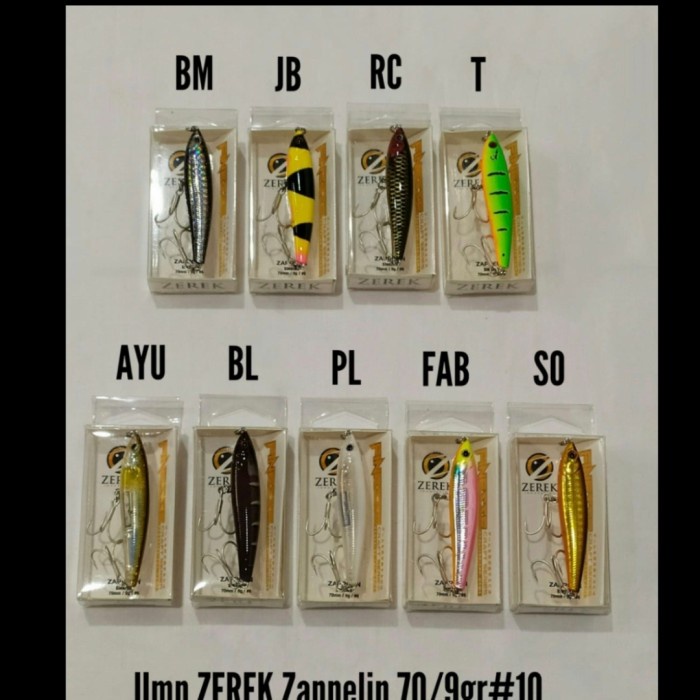 Ready Umpan lure zerek zappelin singking 70 mm 9 gram lure