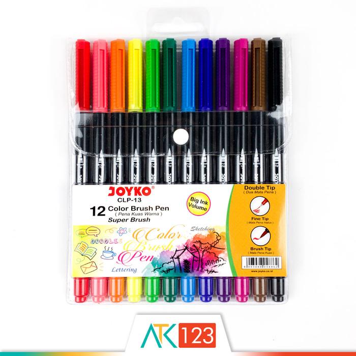 

New Pulpen / Pena / Spidol Kuas Warna / Color Brush Pen Set Dual / Double Tip 12 Warna / Colors