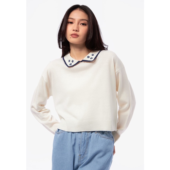 Hot Sale Colorbox Long Sleeve Collar Knit Sweater I-Swgkey224I062 Off White Readyy