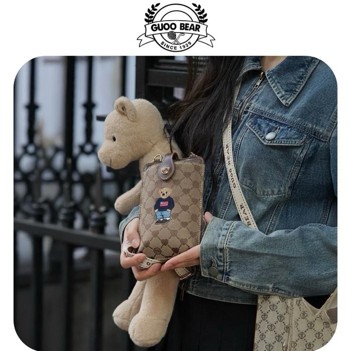 New [Beli Lokal] Ttwnbear Tas Handphone Kulit / Kanvas Selempang Hp Phone Bag Wanita Original Tt2348