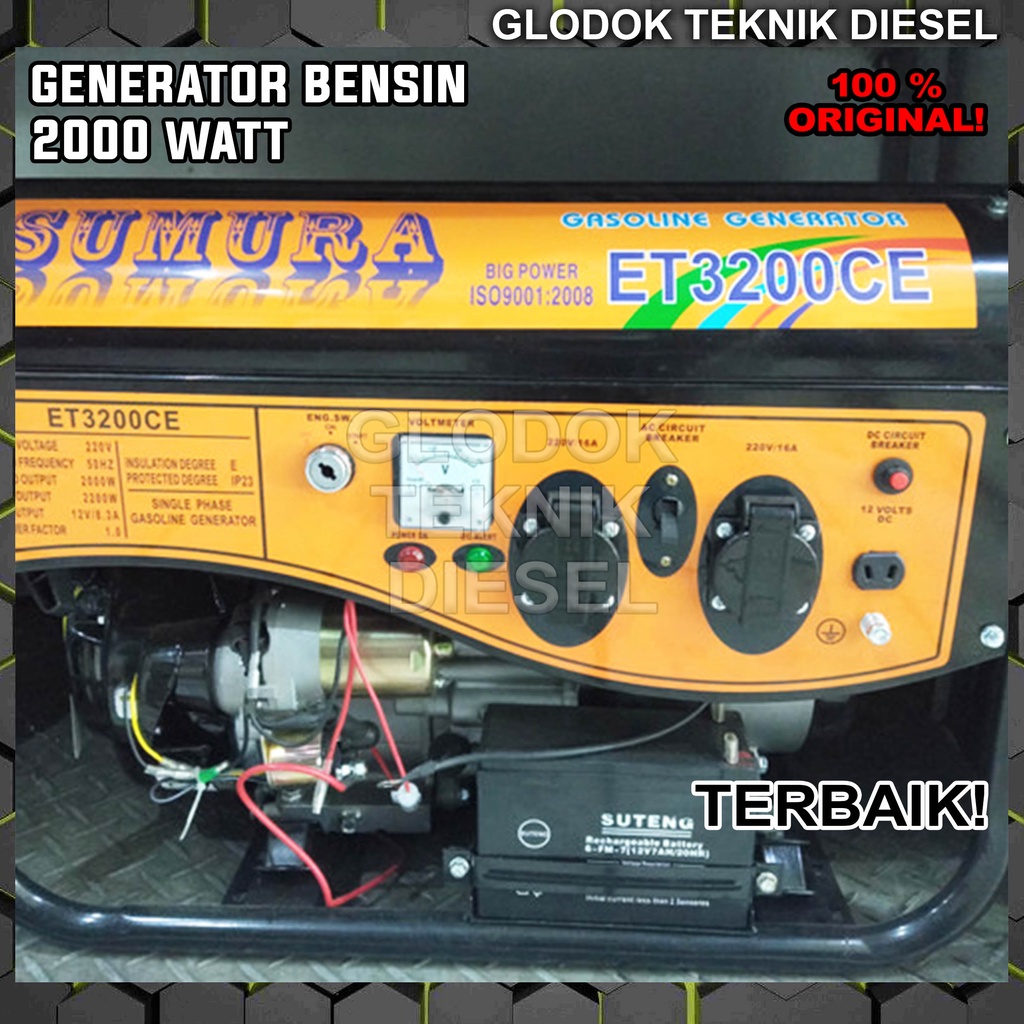 GENSET BENSIN 2000 1800 W WATT GASOLINE GENERATOR PORTABLE SUMURA ET 3200 CE ET3200CE ELECTRIC
