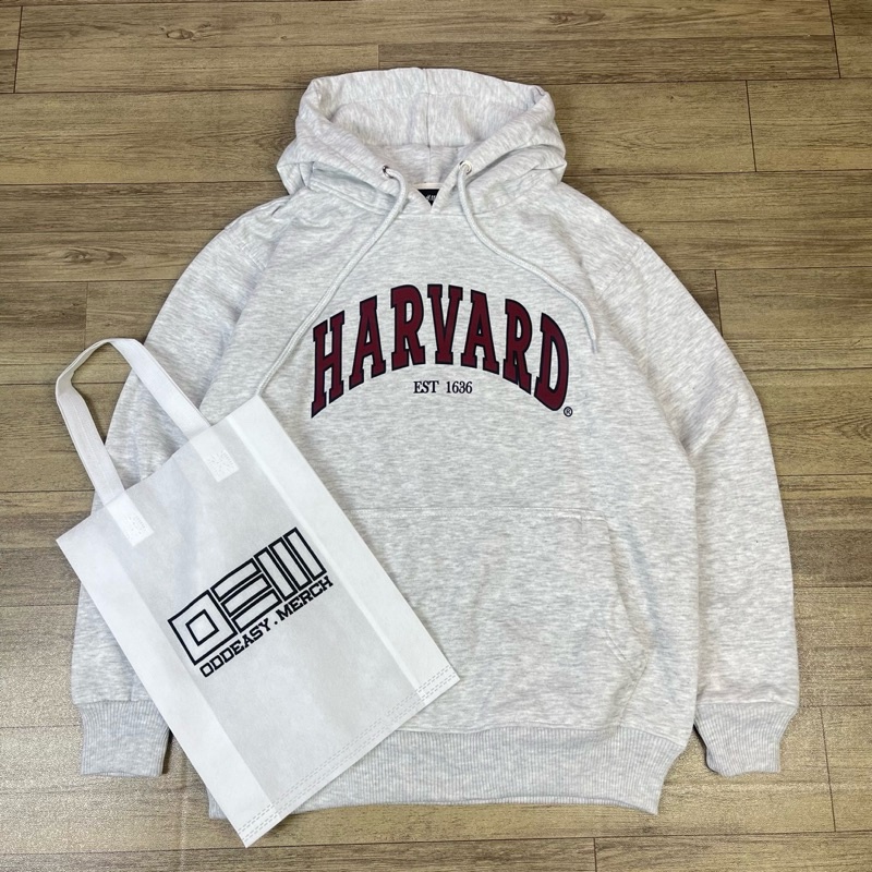HOODIE JAKET HARVARD 1636 FREE BAG Misty Hitam Unisex Reguler University Universitas