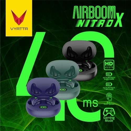 Vyatta Airboom Nitro X TWS Bluetooth Earphone Gaming 40ms Original New