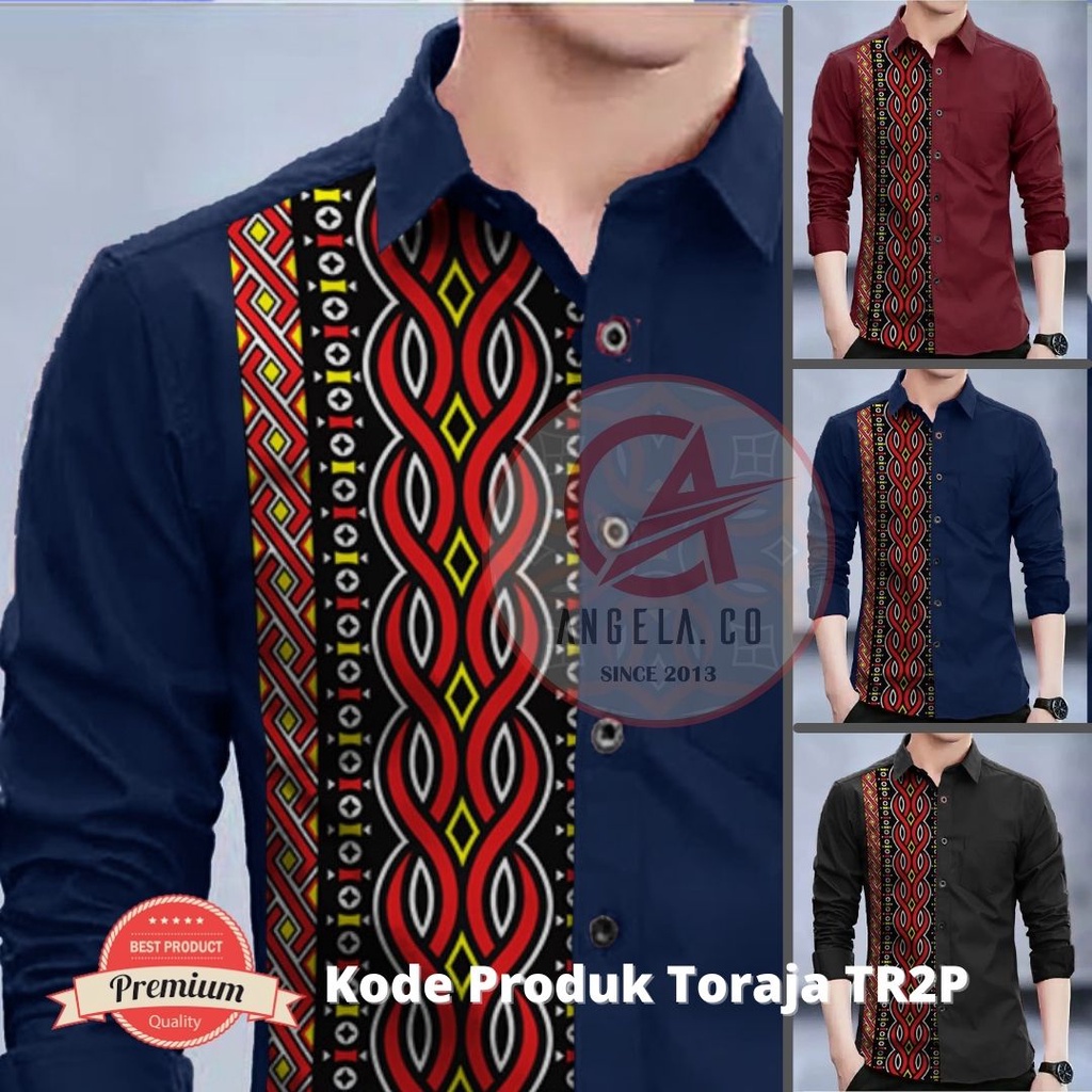 Angelaco Kemeja Batik Toraja Lengan Panjang Pria Batik Motif Toraja Pria TR2