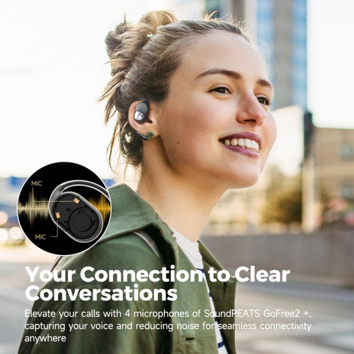 SoundPEATS GoFree 2+ GoFree 2 Plus Go Free 2+ Earbuds for Optimal Fit True Wireless Open Ear