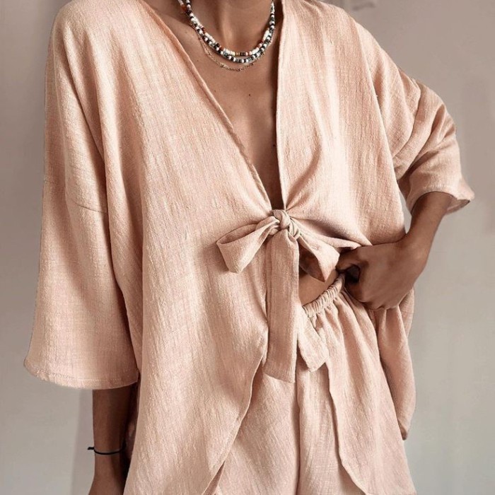 Savana Beachwear KEIRA beach set baju pantai oversize wanita celana pendek slit lounge wear baju set