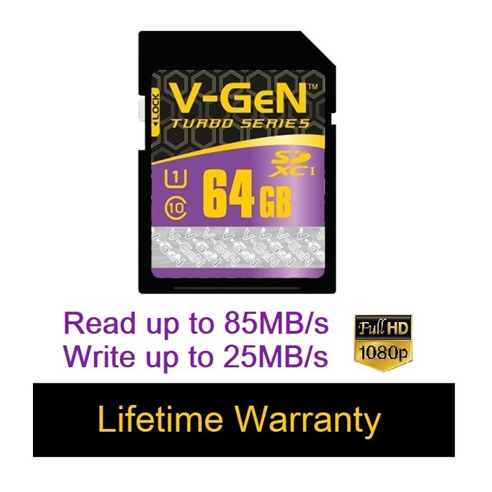 V-GEN SD CARD CAMERA SDHC SDXC 64GB TURBO MEMORY CARD KAMERA 64 GB VGEN