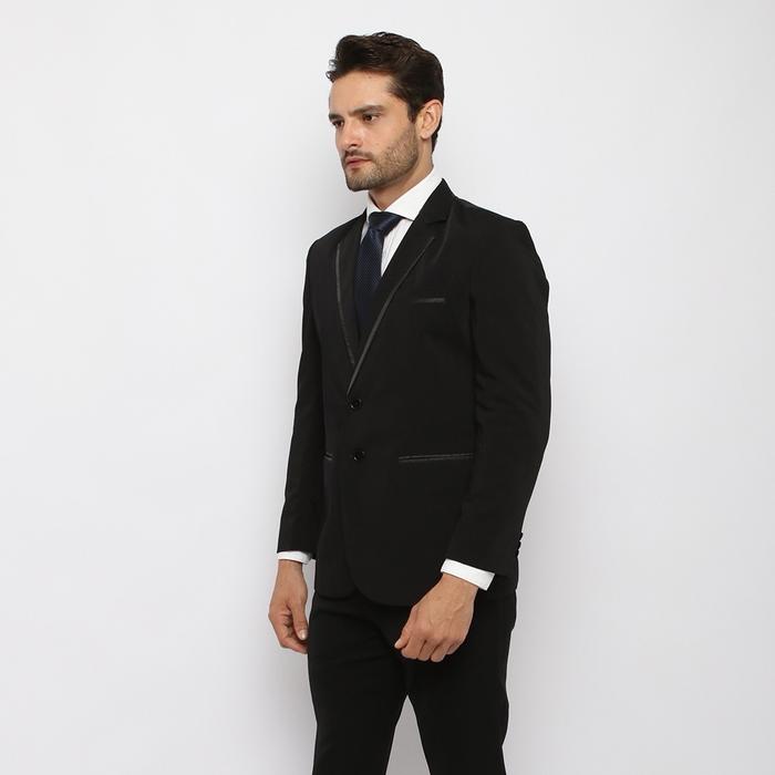 Ready Stelan Jas List Jas Wisuda Blazer Pria Hitam List Pinggir Dan Polos Jas Formal Jas Pengantin