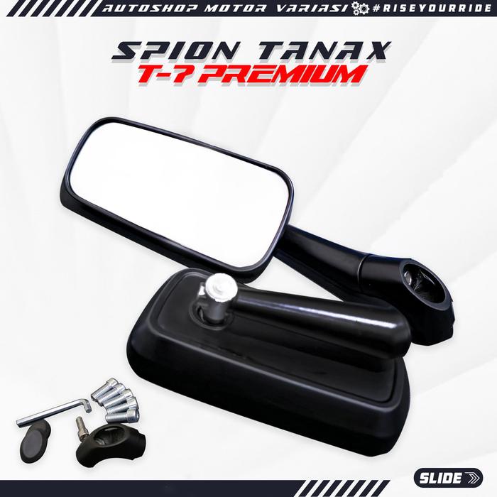 Spion TANAX Model H2C Rizoma Sporty Kotak FULL CNC Universal Motor - HITAM POLOS