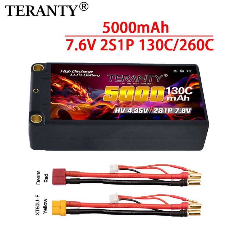 BARU Upgradedl TERANTY 2S RC Lipo Battery 7.6V 5000mAh 130C compatible with 1/10 drift car remote co