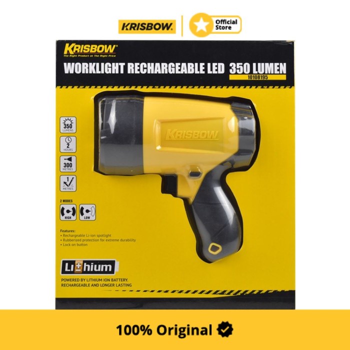 Goldenelectric Krisbow Flashlight Lampu Kerja Rechargeable Led 350 Lm