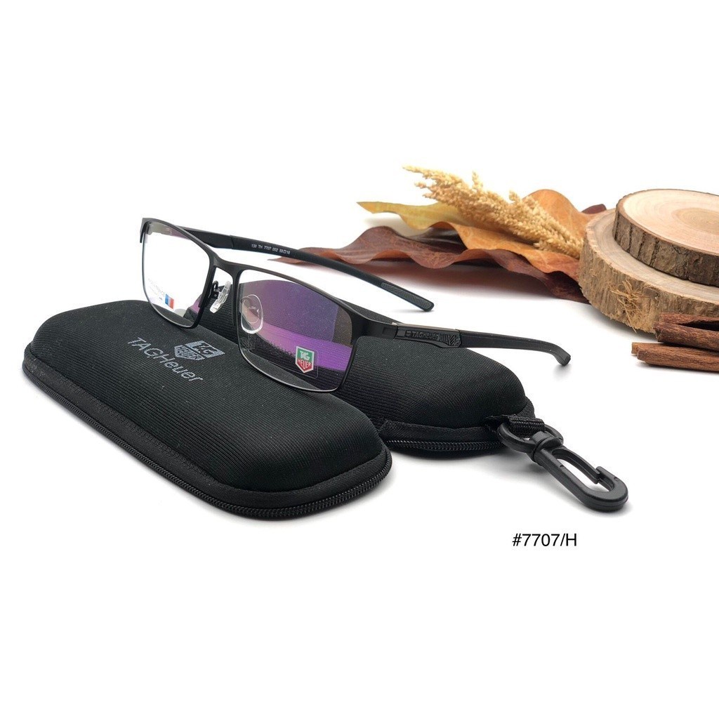 FRAME KACA TITANIUM METAL TAG HEUER 7707 FASHION GAYA ELEGAN LENSA ANTI RADIASI BLURAY PHOTO BLUE