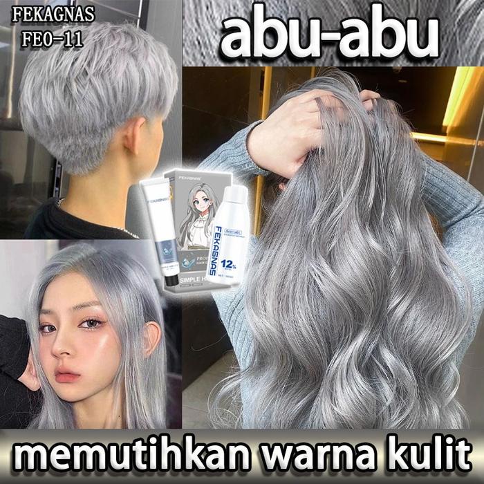 Pewarna rambut terlaris tahun 2024FEKAGNAS cat rambut ash grey*200ml Tidak perlu pemutih, pewarna