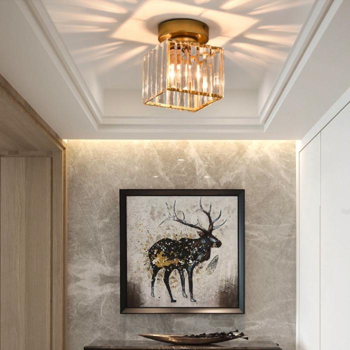 Serasiinspace Lampu Plafon Gantung Kristal Minimalis 2 Model (Kotak & Bulat) Lampu Kristal Plafon