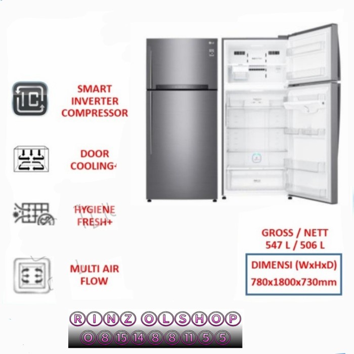KULKAS LG GN-H702HLHL SMART INVERTER THINQ GNH702HLHL