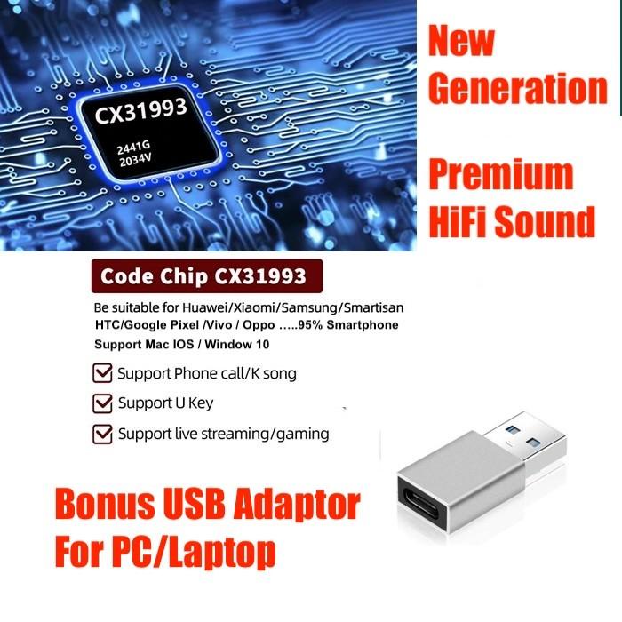 Conexant Cx31993 Pro Hifi Dac Type C To Jack 3.5Mm Aux Audio Adaptor