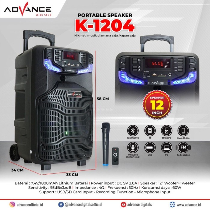 >>>>>] Speaker Advance K1204 12 Inch Speaker Meeting Portable