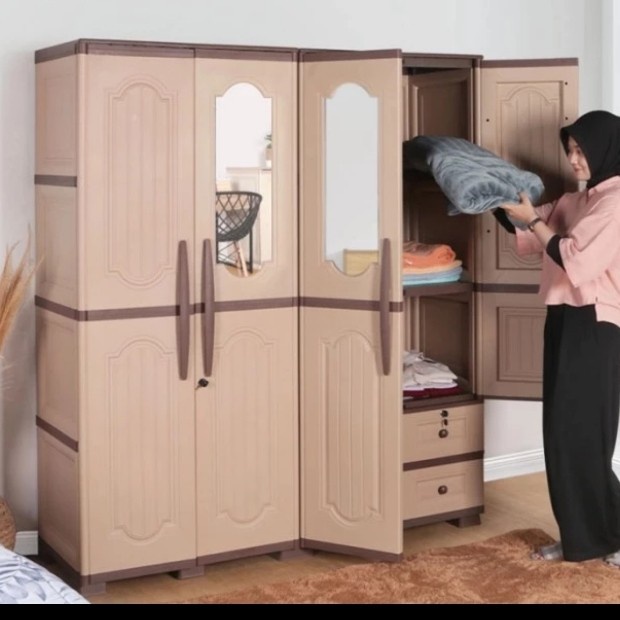 LEMARI PAKAIAN PLASTIK 3 PINTU LEMARI BAJU LEMARI OLYMPLAST OTC 03 P