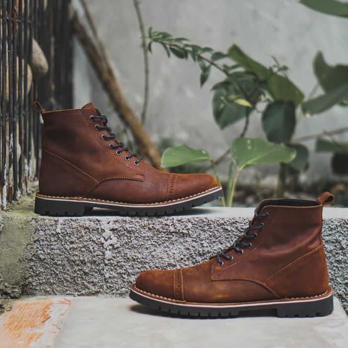 Dresto- Sepatu Boots Kulit - Vigos Titan Darkbrown