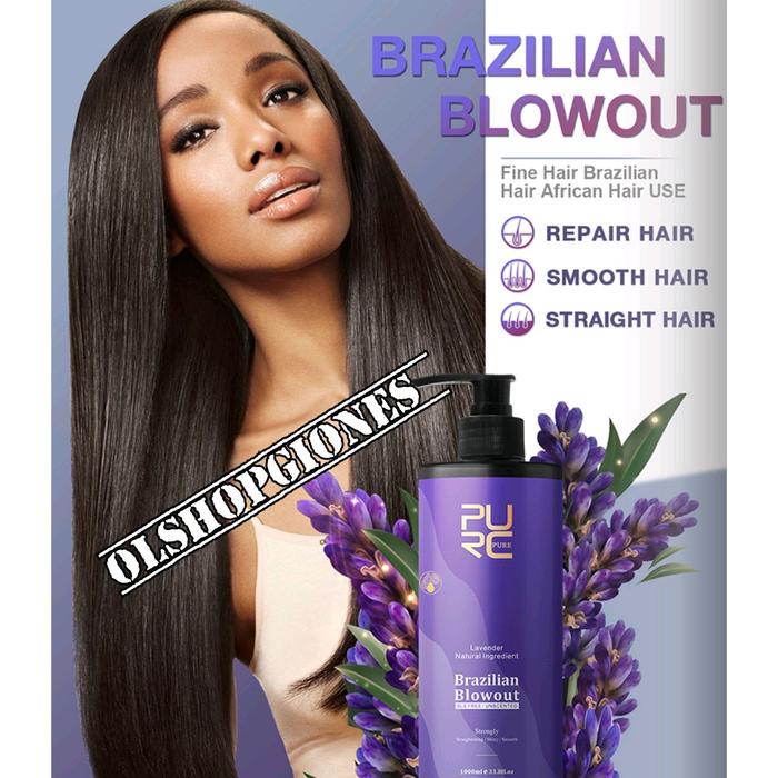 Pelurus Rambut Keratin Pure Purc 0% 5% 8% 12% Treatment Smooting Brazilian 1000Ml / 500Ml Nutrisi