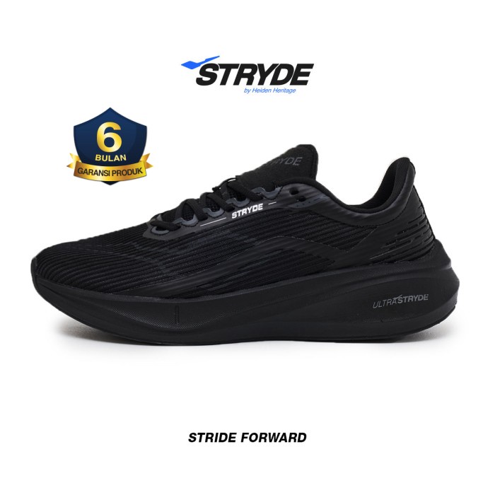 HEIDEN HERITAGE [HRTG] - ULTRA STRYDE - FULL BLACK - Sepatu Sport Running Sekolah Casual Style Lari