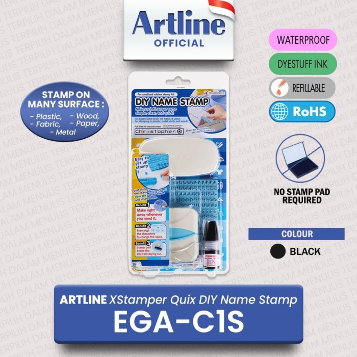 

best seller] stample diy name artline EGA c1s set scahiata jepang stempel nama x stampler stamp name