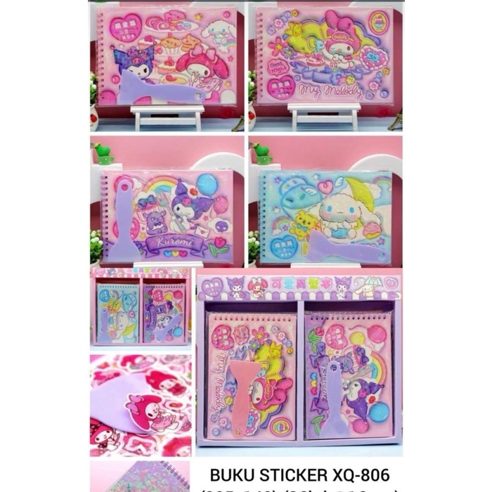 

] buku vanco sticker sanrio kuromi my melody cinamon roll isi 20 lembar ( 4 lembar sticker 16 lembar