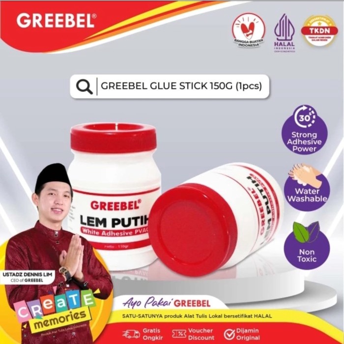 

^^^^^] greebel white glue 150 ml lem kayu kertas prakaryaan fox killer kemasan botol