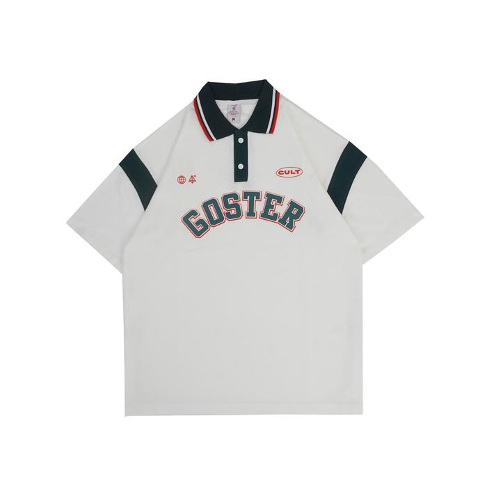 Goster Vintage Short Rugby Polo Shirt - Grudge Off White Green Baju Kaos Pria Pendek Tshirt Kerah