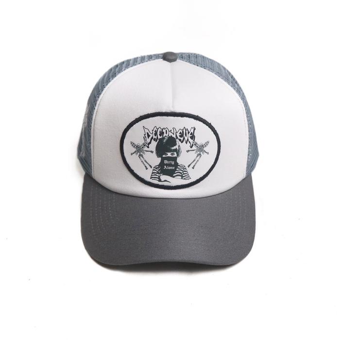Cap- Trucker Hat White Grey Bold Deepneve Topi Jaring Deepneve