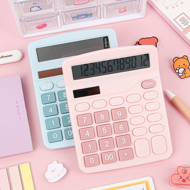 

Kalkulator 12 Digit surya Dual Power layar LCD KK-837 Kalkulator aesthetic estetik meja Desktop