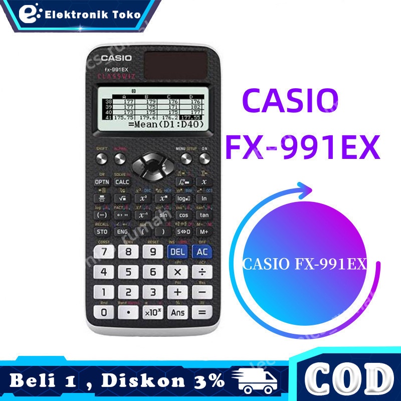 

COD STOCK CASIO FX-991EX - Kalkulator Sekolah/Kuliah - Internasional - Classwiz - 552 fungsi Dw05