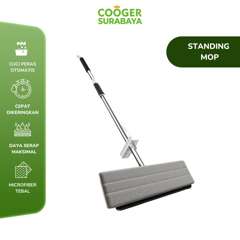 COOGER SURABAYA ALAT PEL LANTAI JUMBO MOP 3IN1 MULTIFUNGSI BERDIRI + WIPER MICROFIBER KAIN TEBAL