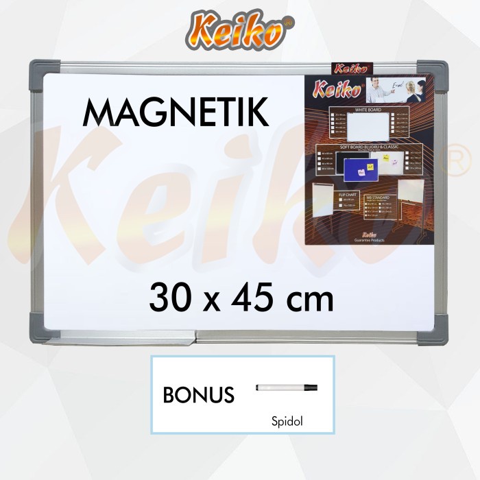 

Ready Papan Tulis Whiteboard Gantung Magnet Single Face Keiko 30 X 45 Cm